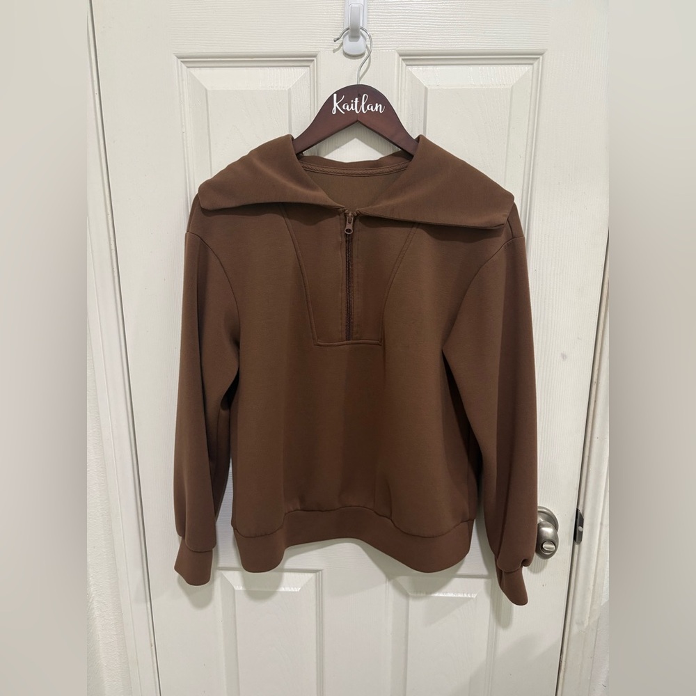 Brown Half-Zip Hoodie